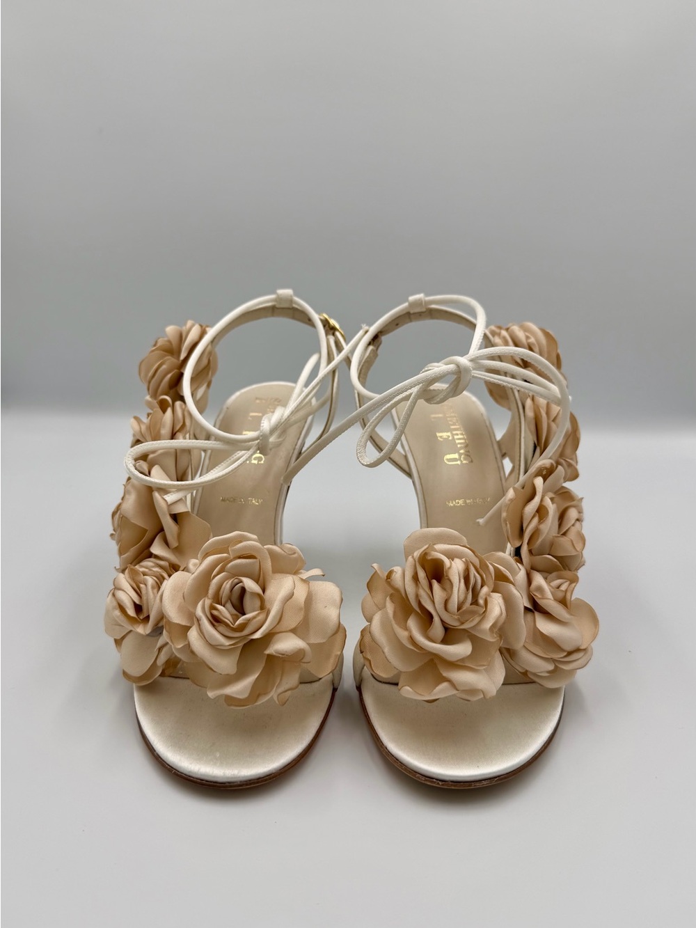 Something Bleu Hensley Silk Floral Made In Italy Sandals Heels MSRP $495/NWOB